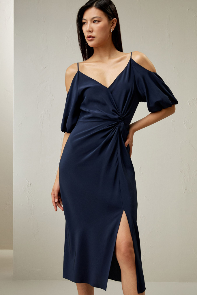 Cold Shoulder Silk Dress manufacturer