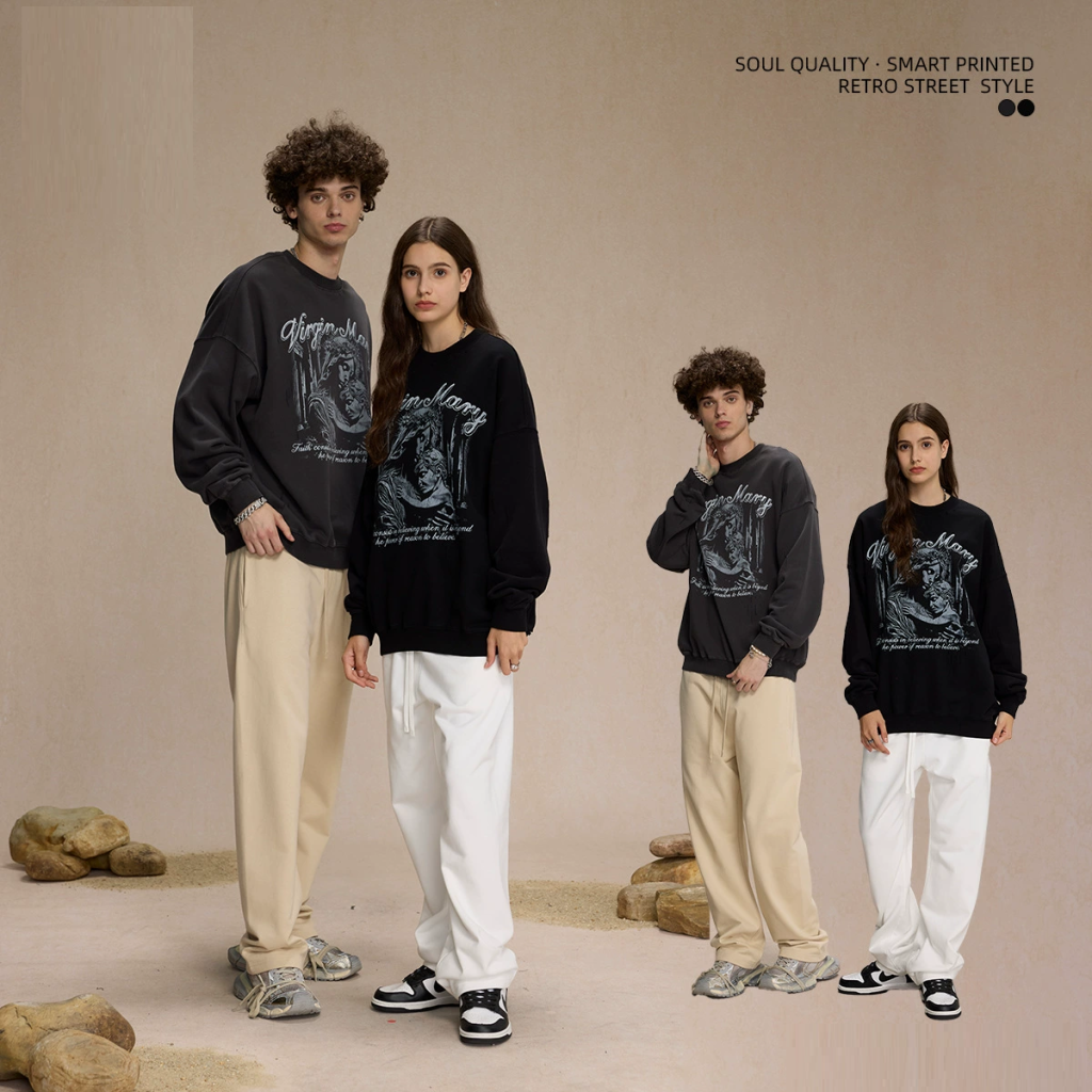 custom digital print crewneck loose fit producer