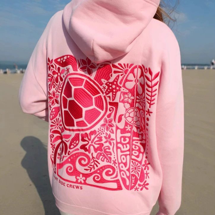 heavy embroidery beach hoodie manufacturer
