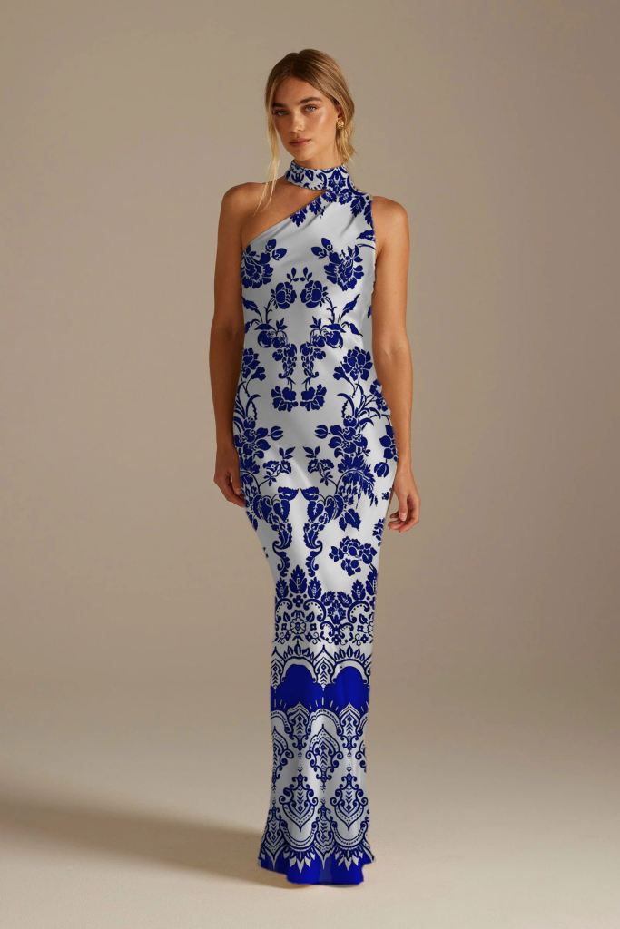 custom design print silk dress supplier