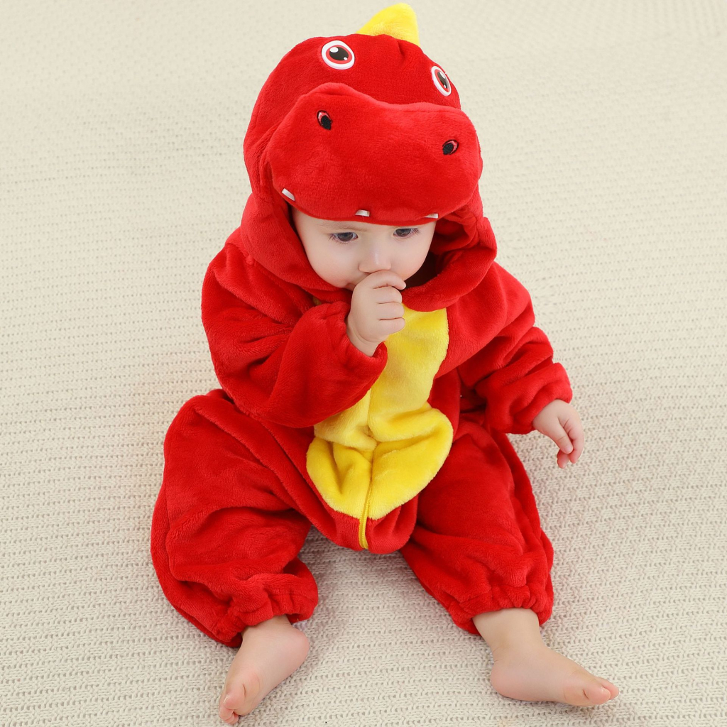 Custom design dinosaur crawling suit baby unicorn jumpsuit baby flannel crawler cross-border children’s crawling suit supplier